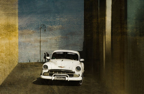 A White Car In Havanna White Modern Wood Framed Art Print with Double Matting by Schuster, Inge