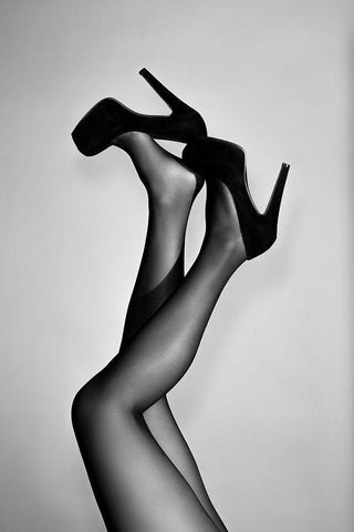 Velvet Pumps Black Ornate Wood Framed Art Print with Double Matting by 1x Studio III