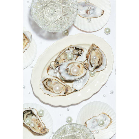 Oysters a Pearls No 03 White Modern Wood Framed Art Print by 1x Studio III