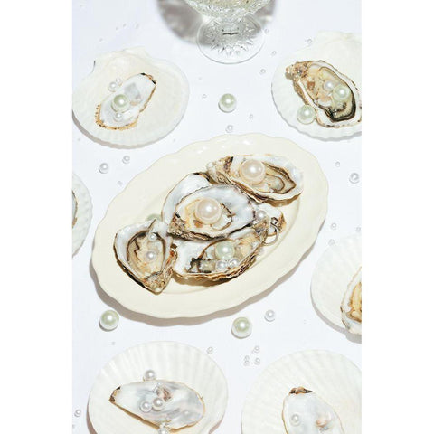 Oysters a Pearls No 04 Black Modern Wood Framed Art Print with Double Matting by 1x Studio III