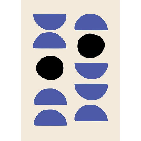 Blue Shapes Black Modern Wood Framed Art Print with Double Matting by 1x Studio