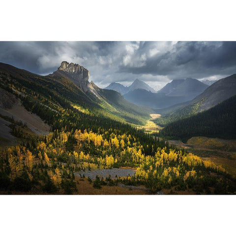 Fall Of Smutwood Valley Black Modern Wood Framed Art Print with Double Matting by Li, Yongnan