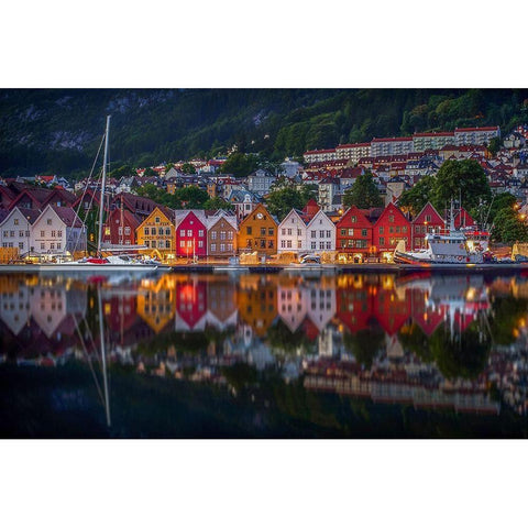 Colourful Bergen Black Modern Wood Framed Art Print with Double Matting by Jabeen, Rana