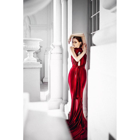 Red Elegance Black Modern Wood Framed Art Print with Double Matting by Bolgov, Ruslan