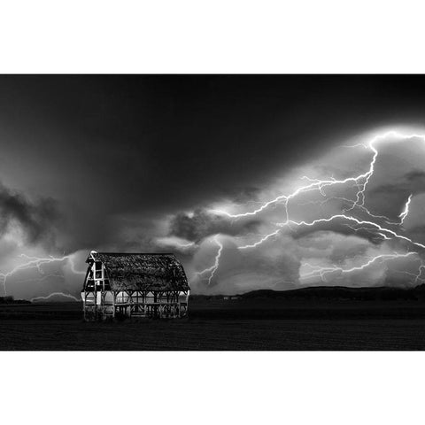 A Night Of Nightning Black Modern Wood Framed Art Print by Su, Yuan