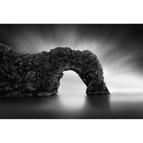 Dinosaur On The Beach Ii White Modern Wood Framed Art Print by Digalakis, George