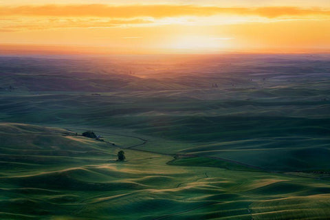 Sunset Over Colfax White Modern Wood Framed Art Print with Double Matting by Xiao, Hanping