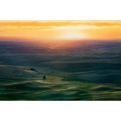 Sunset Over Colfax Black Modern Wood Framed Art Print with Double Matting by Xiao, Hanping