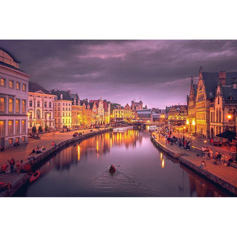 Ghent Black Modern Wood Framed Art Print with Double Matting by Huybrighs, Marc