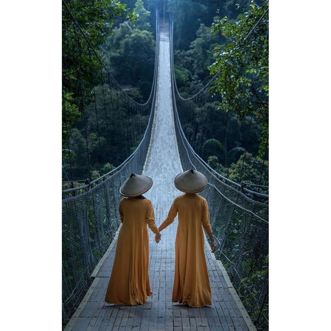 The Bridge Black Modern Wood Framed Art Print with Double Matting by Mikael, Fira