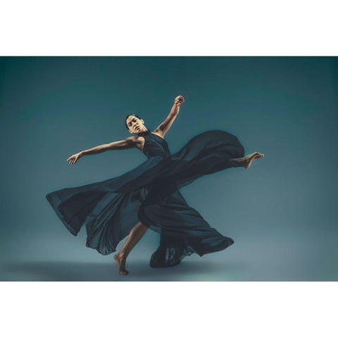 Flow Of Dance Black Modern Wood Framed Art Print with Double Matting by Li, Rob