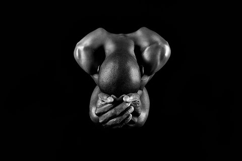 Body In Rest Black Ornate Wood Framed Art Print with Double Matting by Huber, Markus