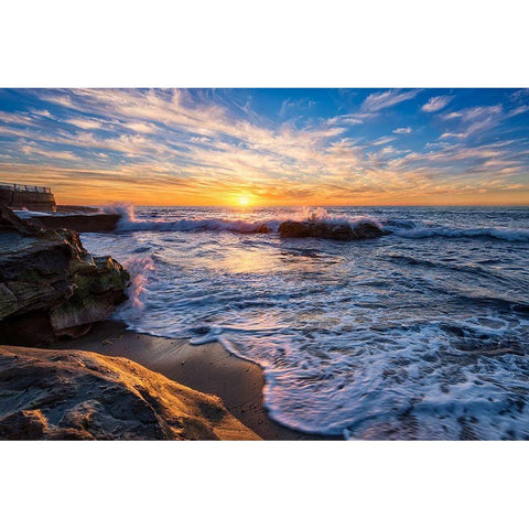 San Diego Sunset Black Modern Wood Framed Art Print by Reames, Richard