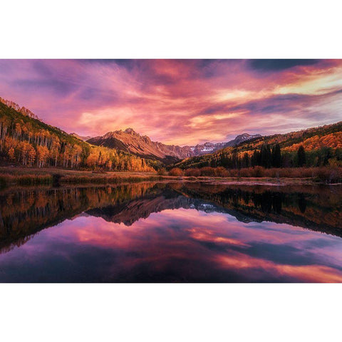 Colorado Fall Color Black Modern Wood Framed Art Print with Double Matting by Sun, Yimei