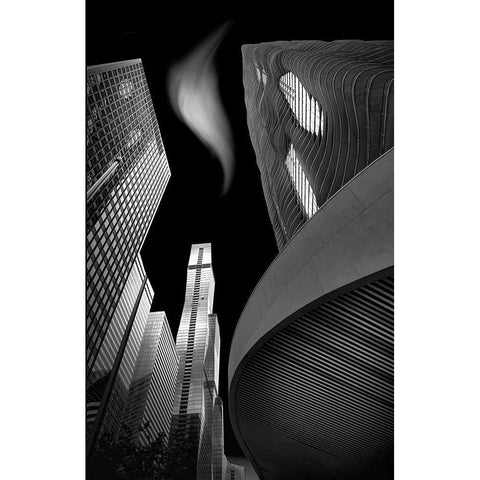 Downtown Chicago White Modern Wood Framed Art Print by W., Catherine