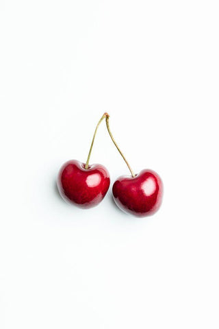 Pair Of Cherries White Modern Wood Framed Art Print with Double Matting by 1x Studio III