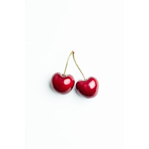 Pair Of Cherries White Modern Wood Framed Art Print by 1x Studio III