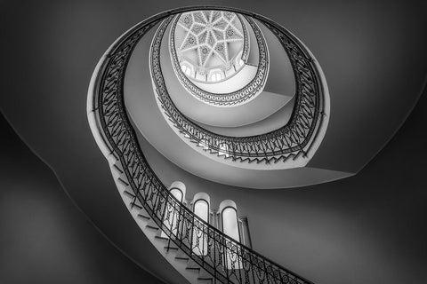 Sinuous Path White Modern Wood Framed Art Print with Double Matting by Ruiz Dueso, Jorge