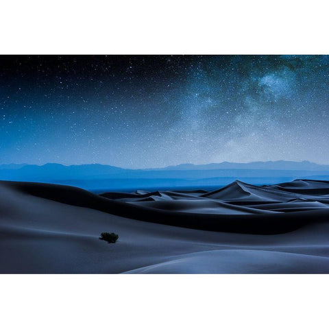 Desert Galaxy Black Modern Wood Framed Art Print with Double Matting by Fotouhi, Mohammad