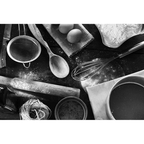 A Set Of Old Kitchen Items Black Modern Wood Framed Art Print with Double Matting by Solovie, Andre