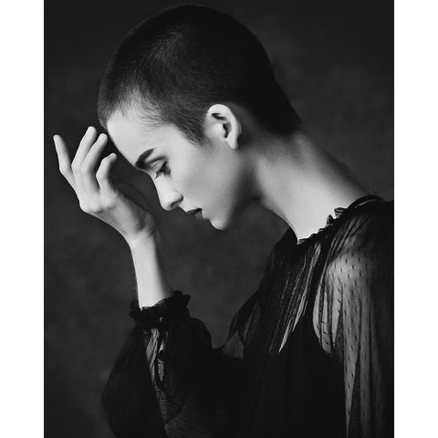 Le Penseur Black Modern Wood Framed Art Print with Double Matting by Diaz, Anderson