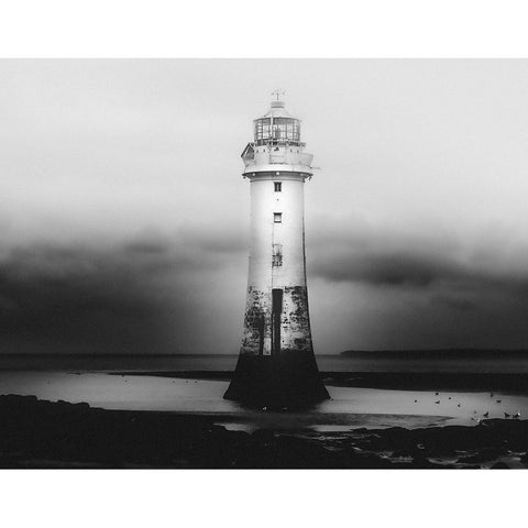 Lighthouse White Modern Wood Framed Art Print by Zemojtel, Monika