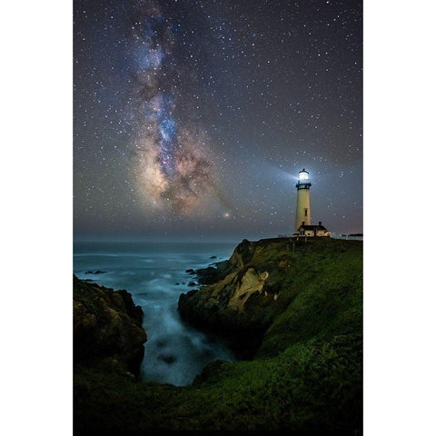 Lighting Up The Milky Way Black Modern Wood Framed Art Print with Double Matting by Li, Sophia