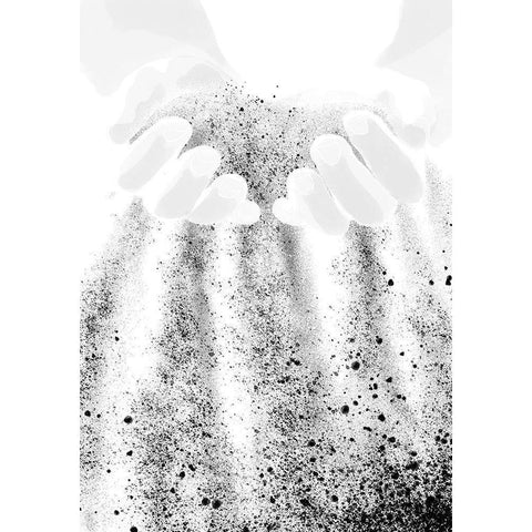 Hands Sand Black Modern Wood Framed Art Print with Double Matting by 1x Studio II