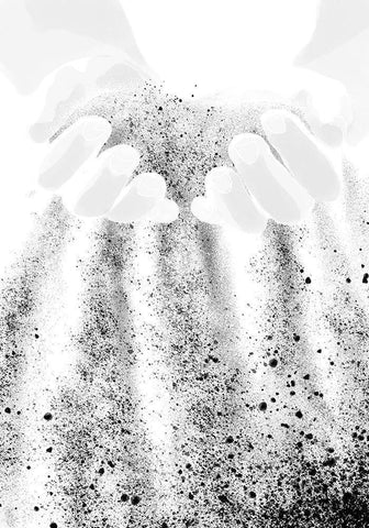 Hands Sand Black Ornate Wood Framed Art Print with Double Matting by 1x Studio II