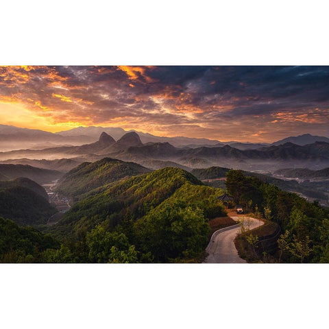Open The Morning White Modern Wood Framed Art Print by Seo, Tiger