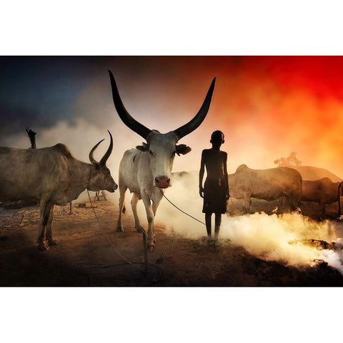 Dinka Child White Modern Wood Framed Art Print by Yosifov, Svetlin