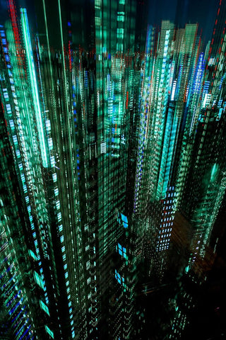 tokyo layers White Modern Wood Framed Art Print with Double Matting by Makoto, Sasaki