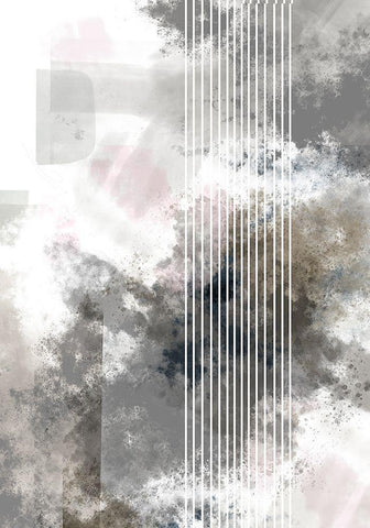 Stripes 02 White Modern Wood Framed Art Print with Double Matting by 1x Studio II