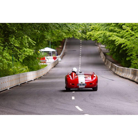 1957 Maserati 450S White Modern Wood Framed Art Print by Londal, Leif