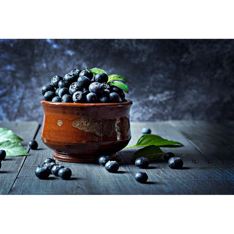 Blueberry White Modern Wood Framed Art Print by HASSAN, FAWZY