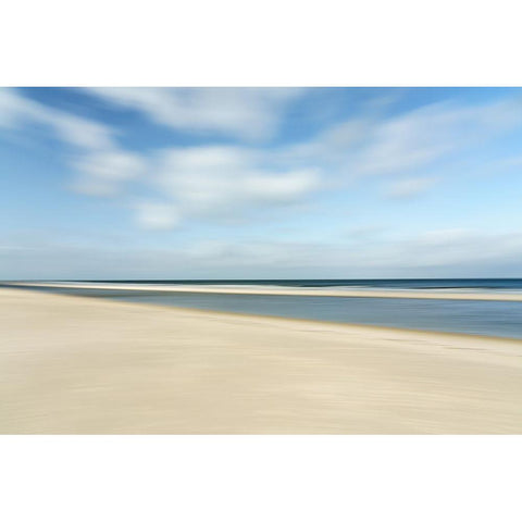 Sand-Sea And Sky Black Modern Wood Framed Art Print with Double Matting by Reichelt, Dieter