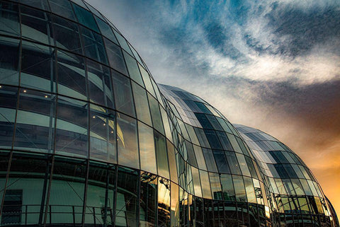 Twilight Domes White Modern Wood Framed Art Print with Double Matting by Wride, Linda