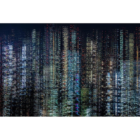 tokyo layers Black Modern Wood Framed Art Print with Double Matting by Makoto, Sasaki