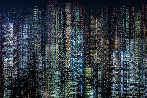 tokyo layers Black Ornate Wood Framed Art Print with Double Matting by Makoto, Sasaki