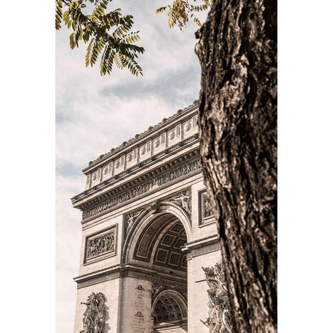 Arc de Triomphe Paris Black Modern Wood Framed Art Print with Double Matting by 1x Studio III