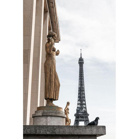 Eiffel Tower Paris Gold Ornate Wood Framed Art Print with Double Matting by 1x Studio III