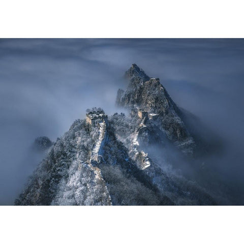 The Great Wall On The Cloud White Modern Wood Framed Art Print by Cui, Yuan