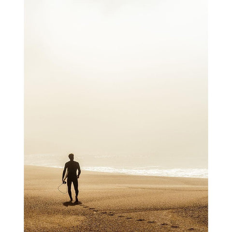 Looking For The Surf Black Modern Wood Framed Art Print with Double Matting by Reichelt, Dieter