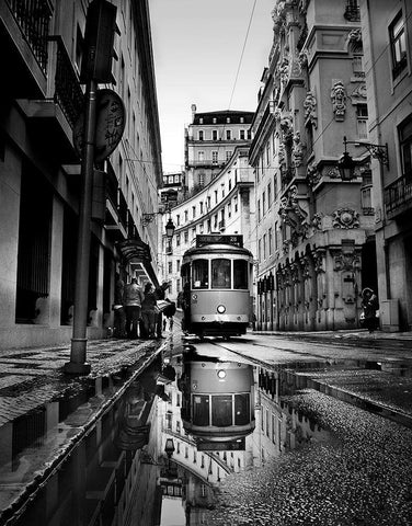 Rainy Days In Lisbon Black Ornate Wood Framed Art Print with Double Matting by Ezequiel59