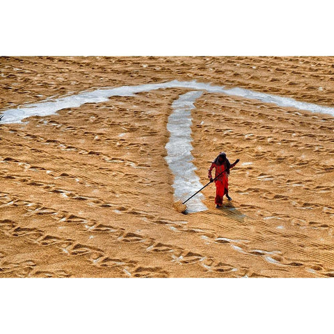 Paddy Drying9 Black Modern Wood Framed Art Print by Nandi, Shaibal