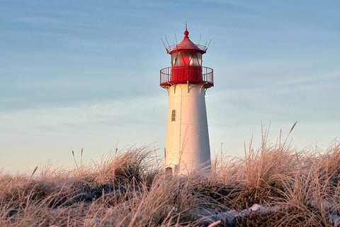 Lighthouse On Winter Morning White Modern Wood Framed Art Print with Double Matting by Balzer, Bodo