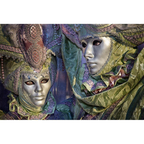 Venice Carnival Gold Ornate Wood Framed Art Print with Double Matting by Cavalli, Giovanni