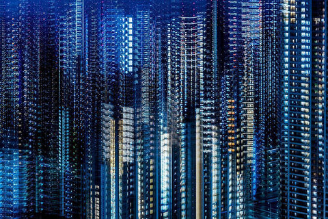 Tokyo Layers Black Ornate Wood Framed Art Print with Double Matting by Makoto, Sasaki