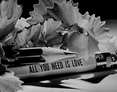 All You Need Is Love Black Ornate Wood Framed Art Print with Double Matting by Bulus, Razvan