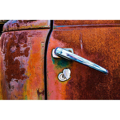 1950 Gmc Truck Door Handle White Modern Wood Framed Art Print by Beavis, Andrew